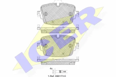 Комплект тормозных колодок, дисковый тормоз ICER 182341