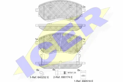 Комплект тормозных колодок, дисковый тормоз ICER 182342