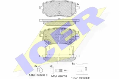 Комплект тормозных колодок, дисковый тормоз ICER 182343