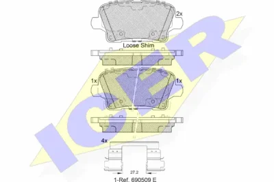 Комплект тормозных колодок, дисковый тормоз ICER 182344