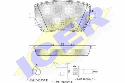 Комплект тормозных колодок, дисковый тормоз ICER 182352