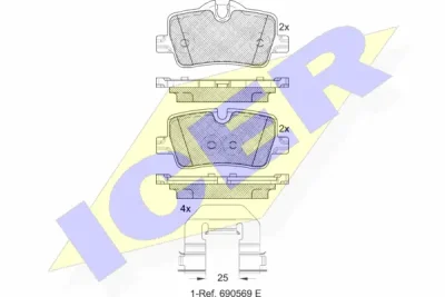 182360 ICER Комплект тормозных колодок, дисковый тормоз