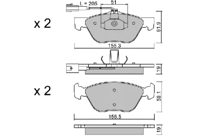 BPFI-1036 AISIN Комплект тормозных колодок, дисковый тормоз