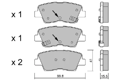 BPHY-2004 AISIN Комплект тормозных колодок, дисковый тормоз