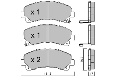 BPIS-1000 AISIN Комплект тормозных колодок, дисковый тормоз