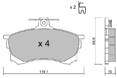 BPMI-1002 AISIN Комплект тормозных колодок, дисковый тормоз