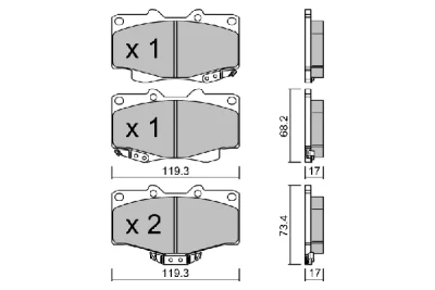 BPTO-1019 AISIN Комплект тормозных колодок, дисковый тормоз