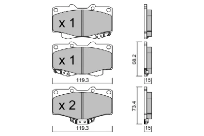 BPTO-1919 AISIN Комплект тормозных колодок, дисковый тормоз