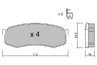 BPTO-2902 AISIN Комплект тормозных колодок, дисковый тормоз