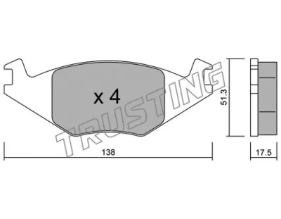 049.0 TRUSTING Комплект тормозных колодок, дисковый тормоз