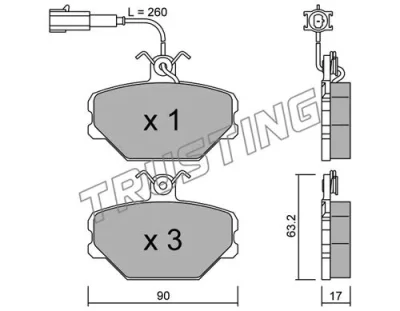 061.0 TRUSTING Комплект тормозных колодок, дисковый тормоз