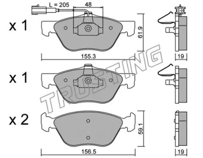 085.2 TRUSTING Комплект тормозных колодок, дисковый тормоз