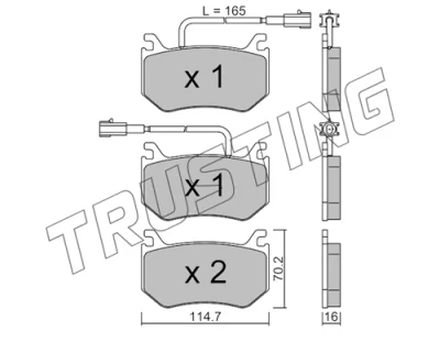 Комплект тормозных колодок, дисковый тормоз TRUSTING 1102.0