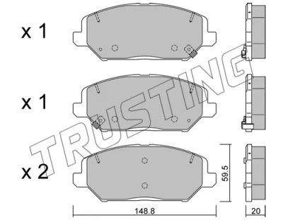 Комплект тормозных колодок, дисковый тормоз TRUSTING 1163.0