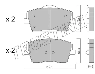 Комплект тормозных колодок, дисковый тормоз TRUSTING 1186.0