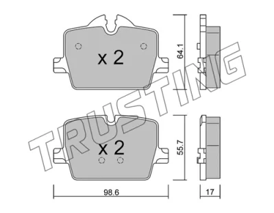 Комплект тормозных колодок, дисковый тормоз TRUSTING 1265.0