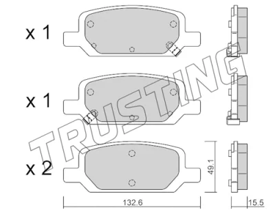 1278.0 TRUSTING Комплект тормозных колодок, дисковый тормоз