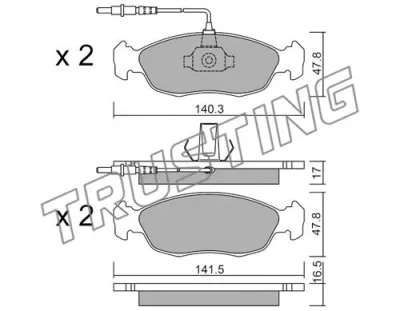 159.0 TRUSTING Комплект тормозных колодок, дисковый тормоз