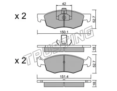 283.2 TRUSTING Комплект тормозных колодок, дисковый тормоз