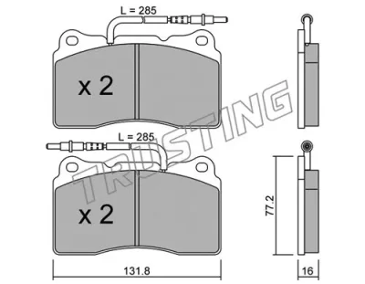 297.2 TRUSTING Комплект тормозных колодок, дисковый тормоз