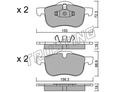 318.0 TRUSTING Комплект тормозных колодок, дисковый тормоз
