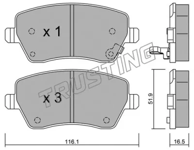 501.1 TRUSTING Комплект тормозных колодок, дисковый тормоз