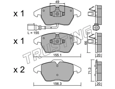 564.0 TRUSTING Комплект тормозных колодок, дисковый тормоз