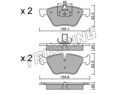 573.3 TRUSTING Комплект тормозных колодок, дисковый тормоз