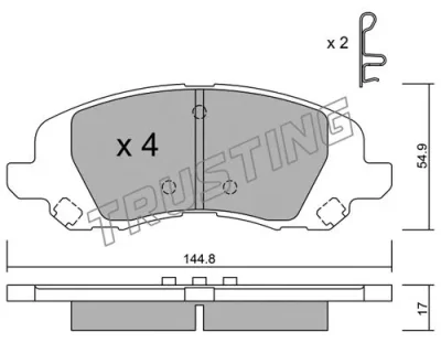 878.0 TRUSTING Комплект тормозных колодок, дисковый тормоз