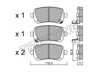881.0 TRUSTING Комплект тормозных колодок, дисковый тормоз