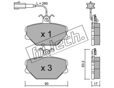 Комплект тормозных колодок, дисковый тормоз FRI.TECH. 061.0