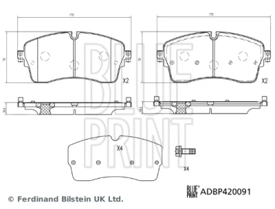 ADBP420091 BLUE PRINT Комплект тормозных колодок, дисковый тормоз