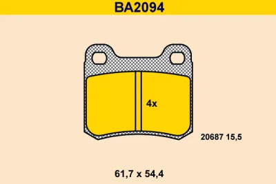 BA2094 BARUM Комплект тормозных колодок, дисковый тормоз