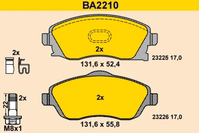 BA2210 BARUM Комплект тормозных колодок, дисковый тормоз