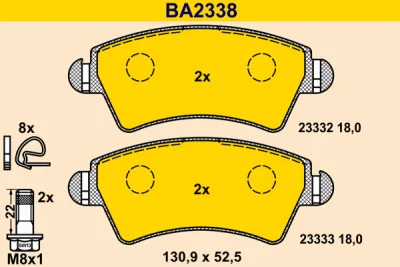 BA2338 BARUM Комплект тормозных колодок, дисковый тормоз
