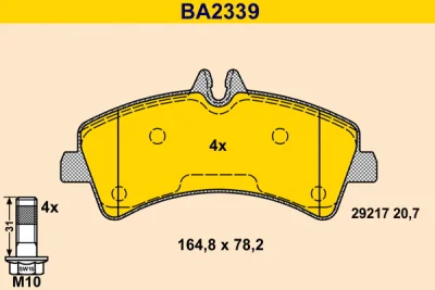 Комплект тормозных колодок, дисковый тормоз BARUM BA2339