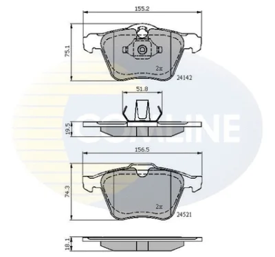 Комплект тормозных колодок, дисковый тормоз COMLINE CBP01608