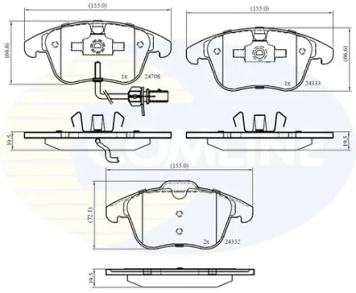 CBP11591 COMLINE Комплект тормозных колодок, дисковый тормоз