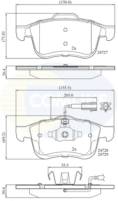 Комплект тормозных колодок, дисковый тормоз COMLINE CBP12032
