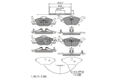 P1-1011 ASHUKI by Palidium Комплект тормозных колодок, дисковый тормоз