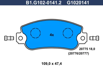 B1.G102-0141.2 GALFER Комплект тормозных колодок, дисковый тормоз