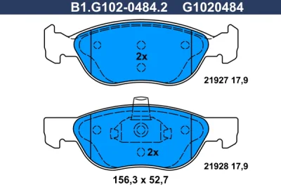 B1.G102-0484.2 GALFER Комплект тормозных колодок, дисковый тормоз