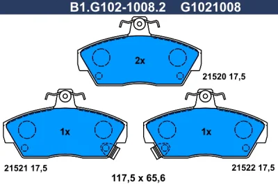 B1.G102-1008.2 GALFER Комплект тормозных колодок, дисковый тормоз