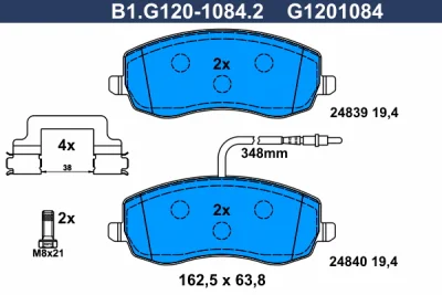 Комплект тормозных колодок, дисковый тормоз GALFER B1.G120-1084.2