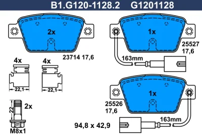B1.G120-1128.2 GALFER Комплект тормозных колодок, дисковый тормоз