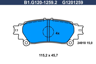 Комплект тормозных колодок, дисковый тормоз GALFER B1.G120-1259.2