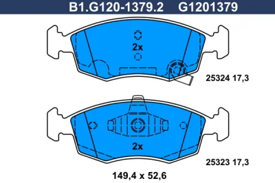 Комплект тормозных колодок, дисковый тормоз GALFER B1.G120-1379.2