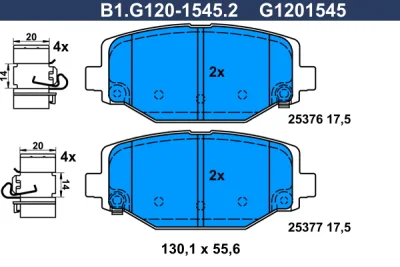 Комплект тормозных колодок, дисковый тормоз GALFER B1.G120-1545.2