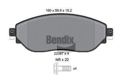 BPD1046 BENDIX Braking Комплект тормозных колодок, дисковый тормоз