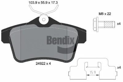 BPD1086 BENDIX Braking Комплект тормозных колодок, дисковый тормоз